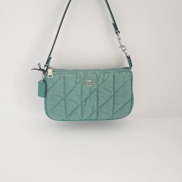 Coach CBK58 Nolita 19 Quilted Denim Small Handbag Clutch Chalk Ivy Green - Picture 2 of 7